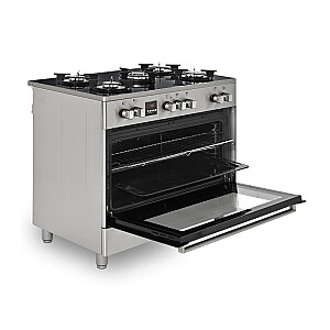 Gāzes-elektriskā virtuve 90cm KWGE-K90 stikls inox