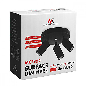 Griestu prožektoru lampa, GU10, MCE362 B alumīnijs Melns