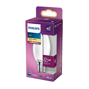 Philips LED spuldze 60W B38 E14 SILTĀ BALTA MATĒTA NEDIMMĒJAMA