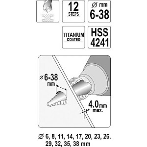 Daudzpakāpju urbis 6-38mm YT-44740 YATO