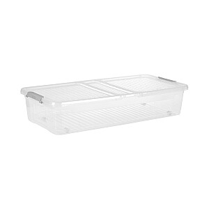 Kaste ar vāku uz ritenīšiem underbed box Leo 77x38x16 cm 33L caurspīdīga