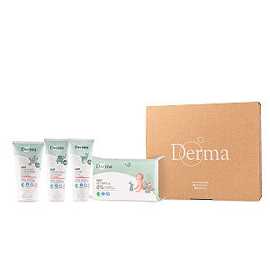 DERMA SET Eco Baby успокаивающая мазь 100мл + ухаживающий крем 100мл + шампунь/мыло для купания 150мл + влажные салфетки 64шт