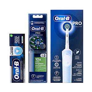 Oral-B Vitality Pro + Pro-Expert zobu pasta 75ml + 2x Cross Action suku galva