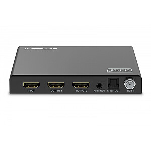 HDMI dalītājs 1x2, 8K/60Hz (4:4:4) ar HDR, 48 Gbps, HDCP 2.3. Toslink / Stereo, EDID