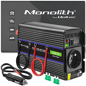 Sprieguma pārveidotājs Monolith 600 MS Wave | no 12 V līdz 230 V | 300/600 W | USB