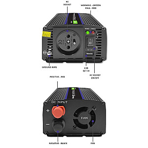 Sprieguma pārveidotājs Monolith 600 MS Wave | no 12 V līdz 230 V | 300/600 W | USB