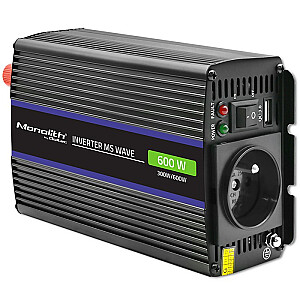 Sprieguma pārveidotājs Monolith 600 MS Wave | no 12 V līdz 230 V | 300/600 W | USB