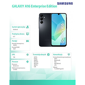 Viedtālrunis GALAXY A16 LTE 4/128 GB Melns Uzņēmējdarbības izdevums