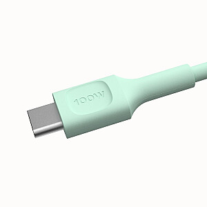 USB-C uz USB-C PowerFlex 100W silikona 1.2m zaļš