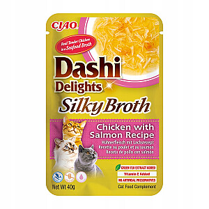 INABA CAT Dashi Delights Silky Broth Chicken with Salmon - kaķu našķis - 40g