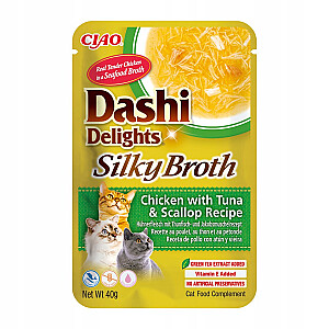 INABA CAT Dashi Delights Silky Broth vistas ar tunzivīm un scallop - kaķu našķis - 40g