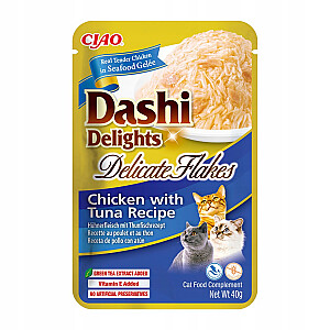 INABA CAT Dashi Delights Delicate Flakes Chicken with Tuna - kaķu našķis - 40g