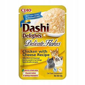 INABA CAT Dashi Delights Delicate Flakes Chicken with Cheese - kaķu našķis - 40g