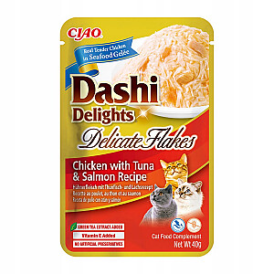 INABA CAT Dashi Delights Delicate Flakes vistas ar tunzivīm un lasi - kaķu našķis - 40g