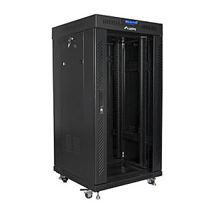 Стоячий шкаф-стойка 19 дюймов 22U 600X600мм черный LCD