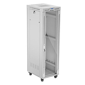 Стоячий шкаф 19'' 42U 600x800 с серыми стеклянными дверями в плоской упаковке