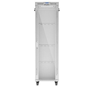 Стоячий шкаф 19'' 42U 600x800 с серыми стеклянными дверями в плоской упаковке