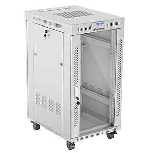 Стоячий шкаф 19'' 22U 600x800 с серыми стеклянными дверями LCD flack pack