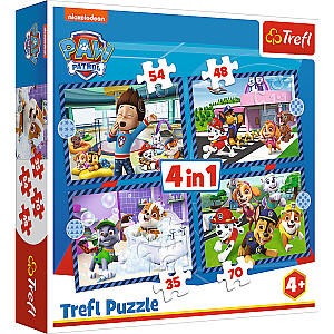 TREFL PAW PATROL Pužļu komplekts 4 in 1 Ķepa Patruļa
