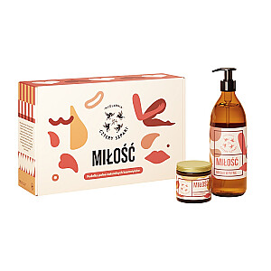 MYDLARNIA CZTERY SZPAKI SET Mīlestība šķidrais ziepes 500ml + masāžas svece 120ml