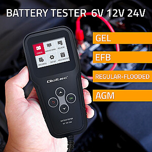 Digitālais akumulatoru testers 3in1 ar LCD | 6V | 12V | 24V | 30Ah-200Ah 