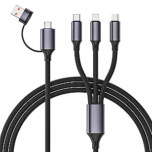 Cablexpert CC-USB2S-ACM31-1.5M Premium silikona 4-in-1 USB uzlādes kabelis, 1.5 m | Cablexpert