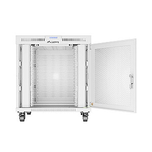 Установка стоечного шкафа 19 дюймов 15U 800x1000 с перфорированной дверью серый (плоская упаковка)