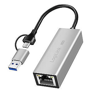 USB-A/-C uz 2.5G Ethernet adapteri, pelēks