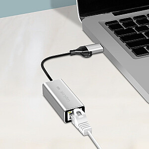 USB-A/-C uz 2.5G Ethernet adapteri, pelēks