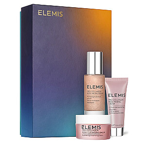 ELEMIS SET Pro-Collagen Rose Icons attīrošais balzams sejai 15ml + sejas serums 30ml + sejas krēms 15ml