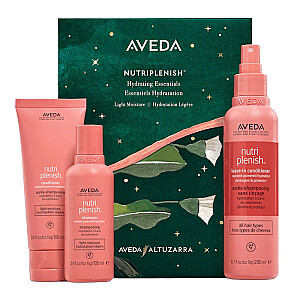 AVEDA SET Nutriplenish mitrinošās pamata gultas vieglais mitrinošais šampūns 100ml + vieglais mitrinošais kondicionieris 100ml + bezizskalošanas matu kondicionieris 200ml