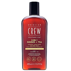 AMERICAN CREW 3-in-1 Ingvers + Tēja šampūns + dušas želeja + kondicionieris vienā 450ml