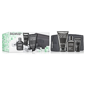 CLINIQUE SET Razor-Ready Routine For Men skūšanās krēms 125ml + skūšanās balzams 75ml + sejas pīlings 30ml