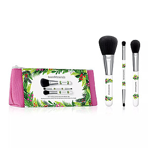 BAREMINERALS SET Limited Edition Face & Brush Trio Blending & Finishing Brush + Seamless Brush Brush + Dual End Eye Brush