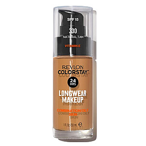 REVLON ColorStay With Pump aplauzums kombinētai/taukainai ādai SPF15 tonālais krēms kombinētai un taukainai ādai 330 Natural Tan 30 ml