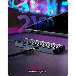 IB-DK4034a-CPD 6in1 dokstacija, HDMI, USB, PD, LAN