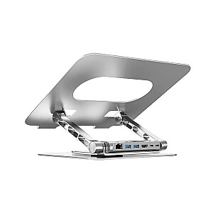 UNITEK PORTATĪVAIS DATORA STATĪVS AR ATSAUCU USB-C HUBU