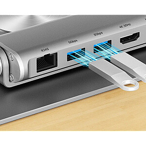 UNITEK PORTATĪVAIS DATORA STATĪVS AR ATSAUCU USB-C HUBU