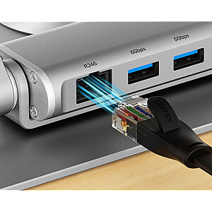 UNITEK PORTATĪVAIS DATORA STATĪVS AR ATSAUCU USB-C HUBU