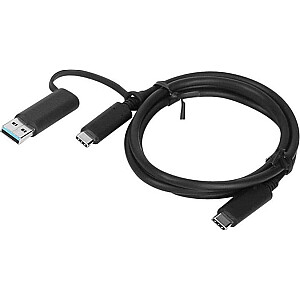 Lenovo USB kabelis USB-C - USB-C + USB-A 1 m melns (4X90U90618)