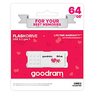 Pendrive GoodRam UME3-0640W0R11-V (64GB; USB 3.0; белый цвет) VALENTINE