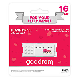 Pendrive GoodRam UME3-0160W0R11-V (16GB; USB 3.0; balta krāsa) VALENTINE