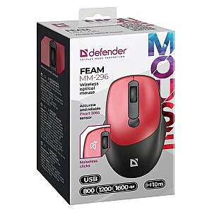 MOUSE DEFENDER FEAM MM-296 RF SILENT RED