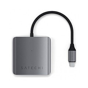 Satechi 4 Port USB-C Hub PD - alumīnija USB-C centrmezgls (4x USB-C 10Gbps, ieskaitot 1x 100W PD) (pelēks)