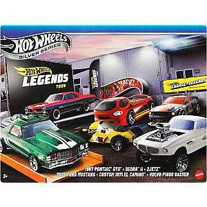 Hot Wheels Legends Pack Legends HW Набор из 6 премиум металлических машин в масштабе 1:64 с декорациями JBY78