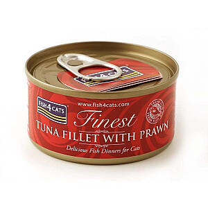 FISH4CATS Tunzivju fileja ar garnelēm - mitrā kaķu barība - 70g