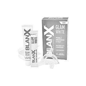 BLANX SET Glam White паста для зубов 40ml + жидкость для полоскания в пакетиках 6шт + накладка на зубной ряд 1шт