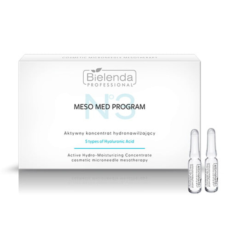 BIELENDA PROFESSIONAL Aktīvs koncentrāts ar hidronovilcējošām īpašībām ar 5 formām Hialuronskābes 10x3ml