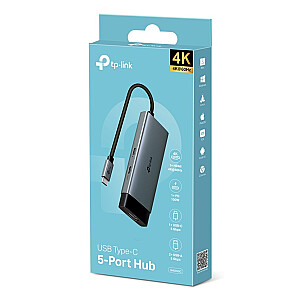 TP-Link UH5020C interfeisa centrmezgls USB Type-C 5000 Mbit/s pelēks