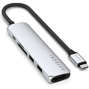 Satechi 6-в-1 USB-C Slim Multiport USB-C (USB-C, 2x USB-A, 4K HDMI, micro/SD кард ридер) (серебристый)